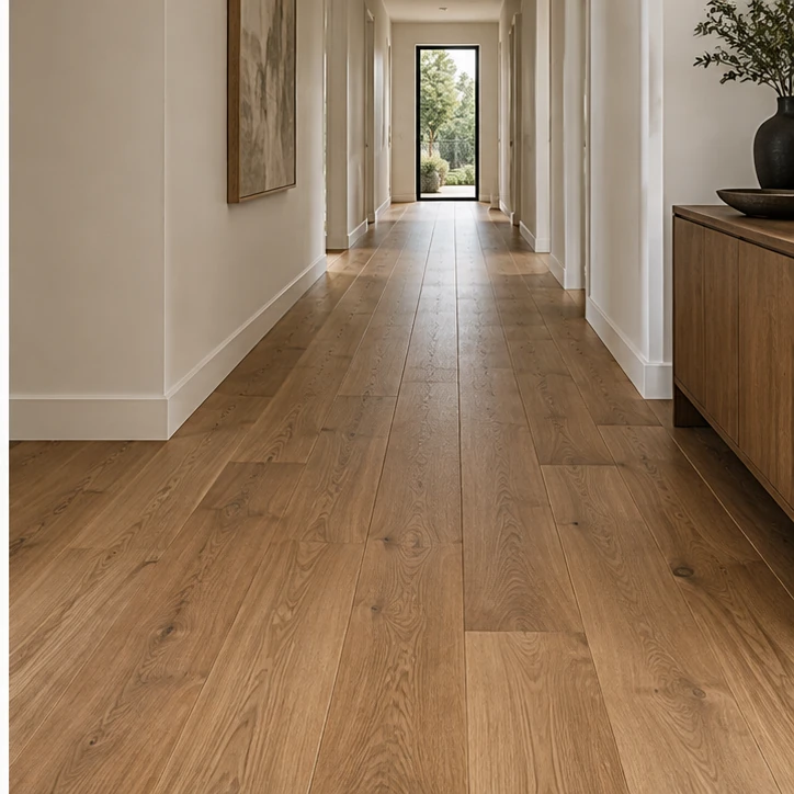 Installed timber floor showing board direction and continuity