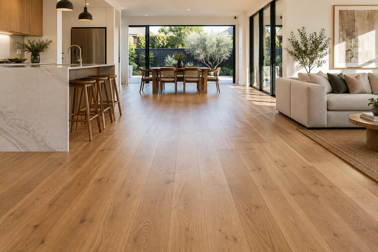 Newly installed timber flooring in a modern Melbourne home